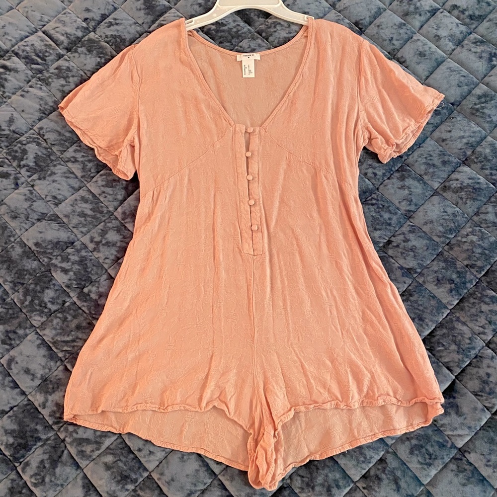 Forever 21 pink button down romper
